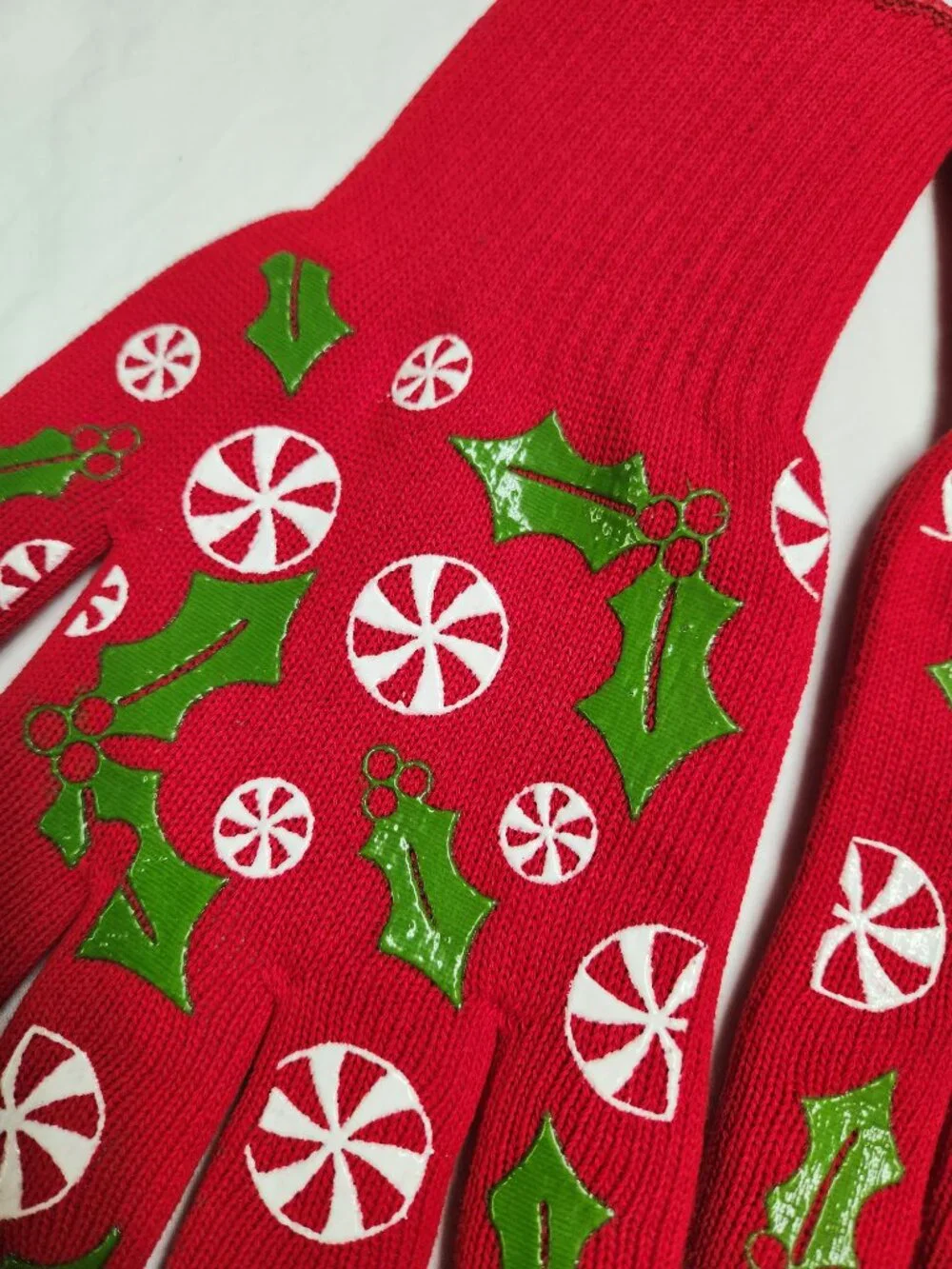 TEMPTATIONS by Tara OVEN GLOVES HOLIDAY Christmas Peppermint and Holly LARGE